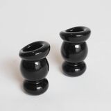 Pair of glass candle holders