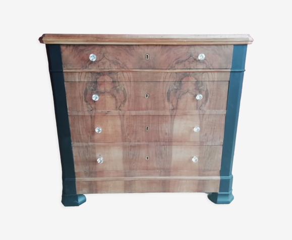 Commode noyer brute et peinte 19eme