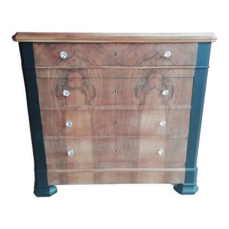 Raw and painted walnut chest of drawers 19th century