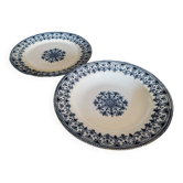 Paire d'assiettes un creuse et une plate Badonviller décor Oriental début X