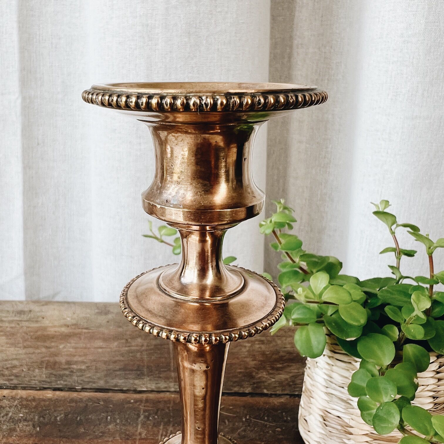 Duo of brass candle holders