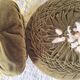 Duo pouf et coussin assorti velours vert olive
