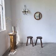 Pair of tripod stools in oak