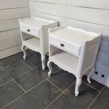 Pair of white patinated Louis XV style bedside tables