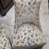 Pair of crapaud armchairs / Napoleon III – floral fabric – fringed skirt