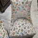 Pair of crapaud armchairs / Napoleon III – floral fabric – fringed skirt