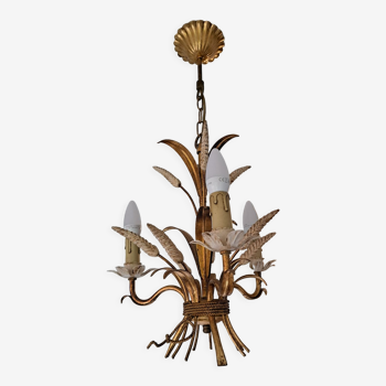 Masca wheat cob chandelier in gilded metal