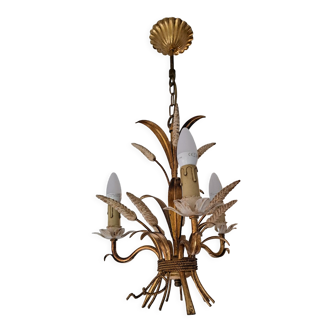 Masca wheat cob chandelier in gilded metal