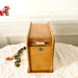 Wooden index card box vintage curtain file