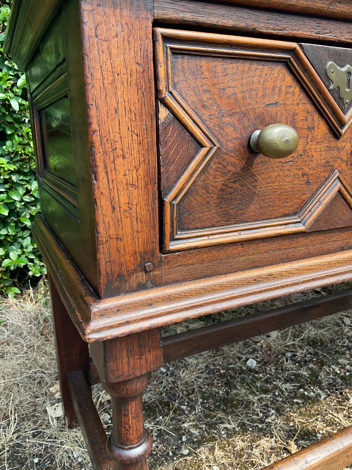 Antique 18th century solid oak Jacobean style sideboard