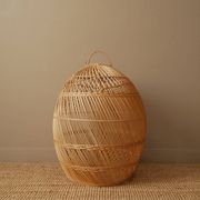 Suspension in vintage woven natural rattan wicker, handcrafted, handmade bohemian style