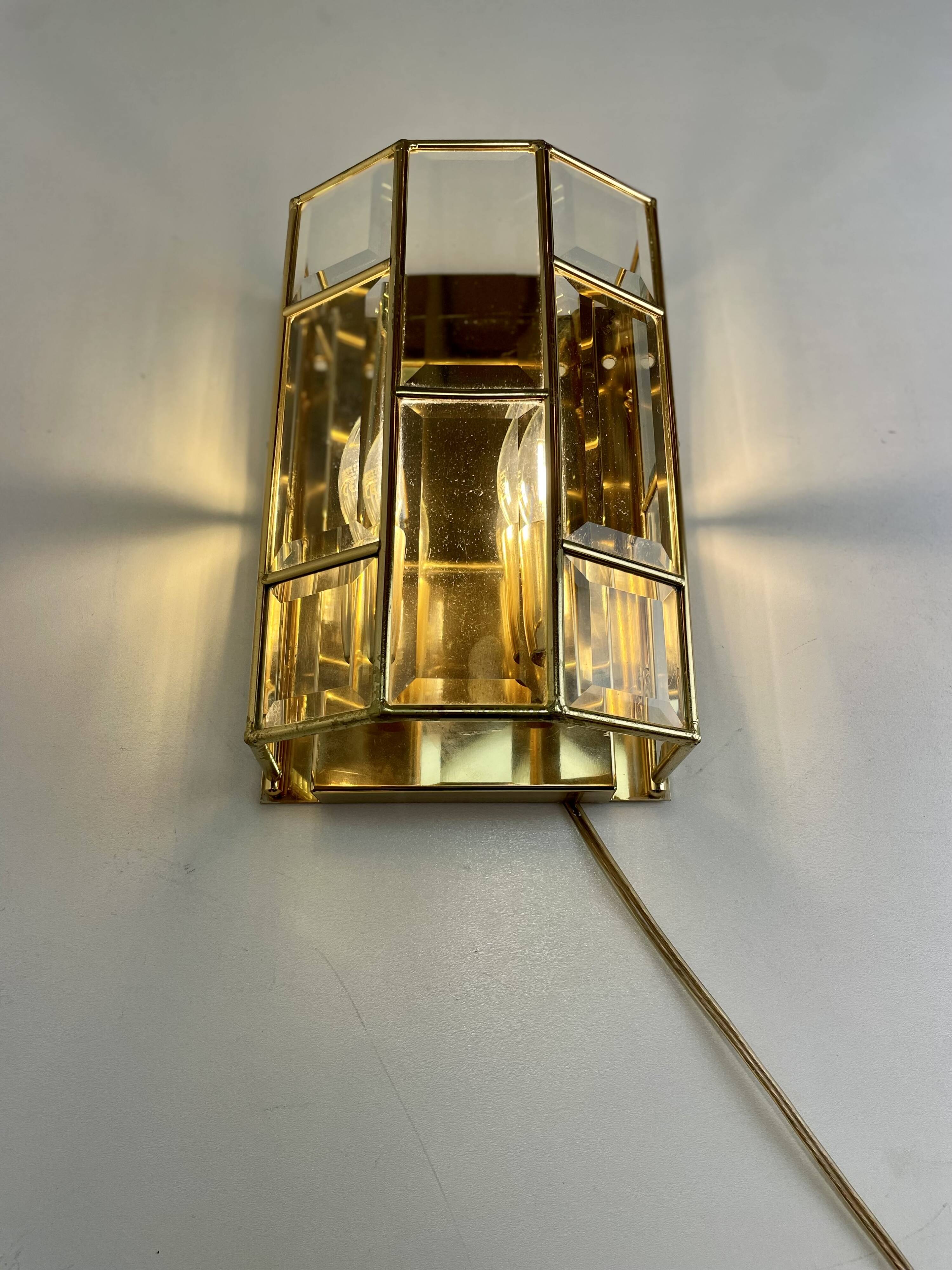 Italian brass wall lights, 1980s