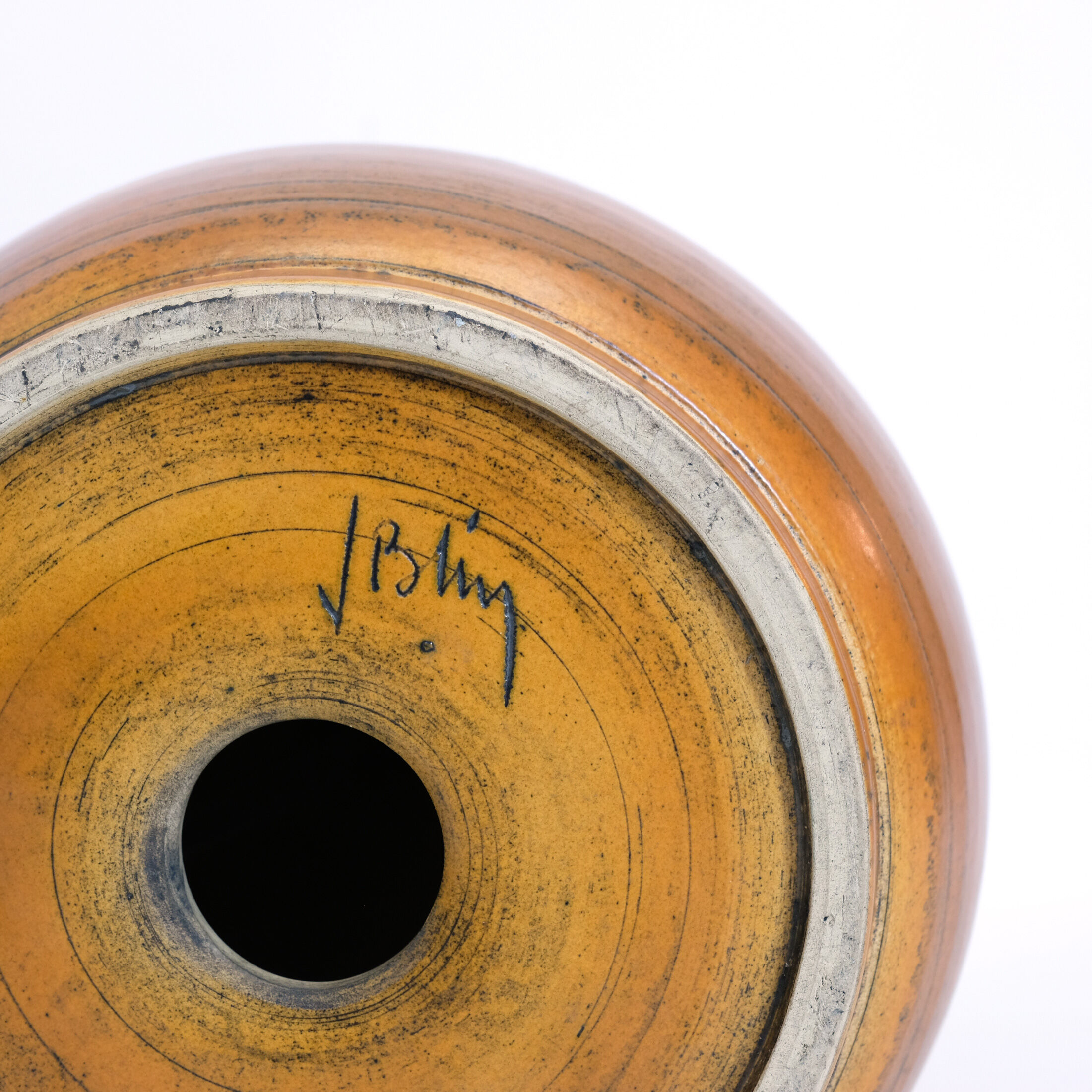 Lamp in enameled earthenware and straw lampshade by Jacques Blin