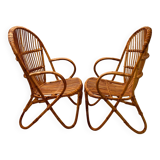 Paire fauteuil bambou