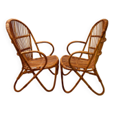 Paire fauteuil bambou