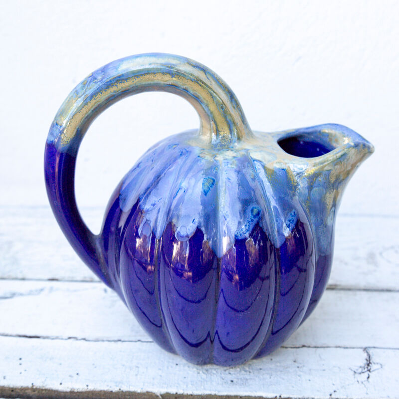 Pitcher carafe in blue ceramic