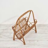 Beautiful 1960s rattan and bamboo magazine rack
