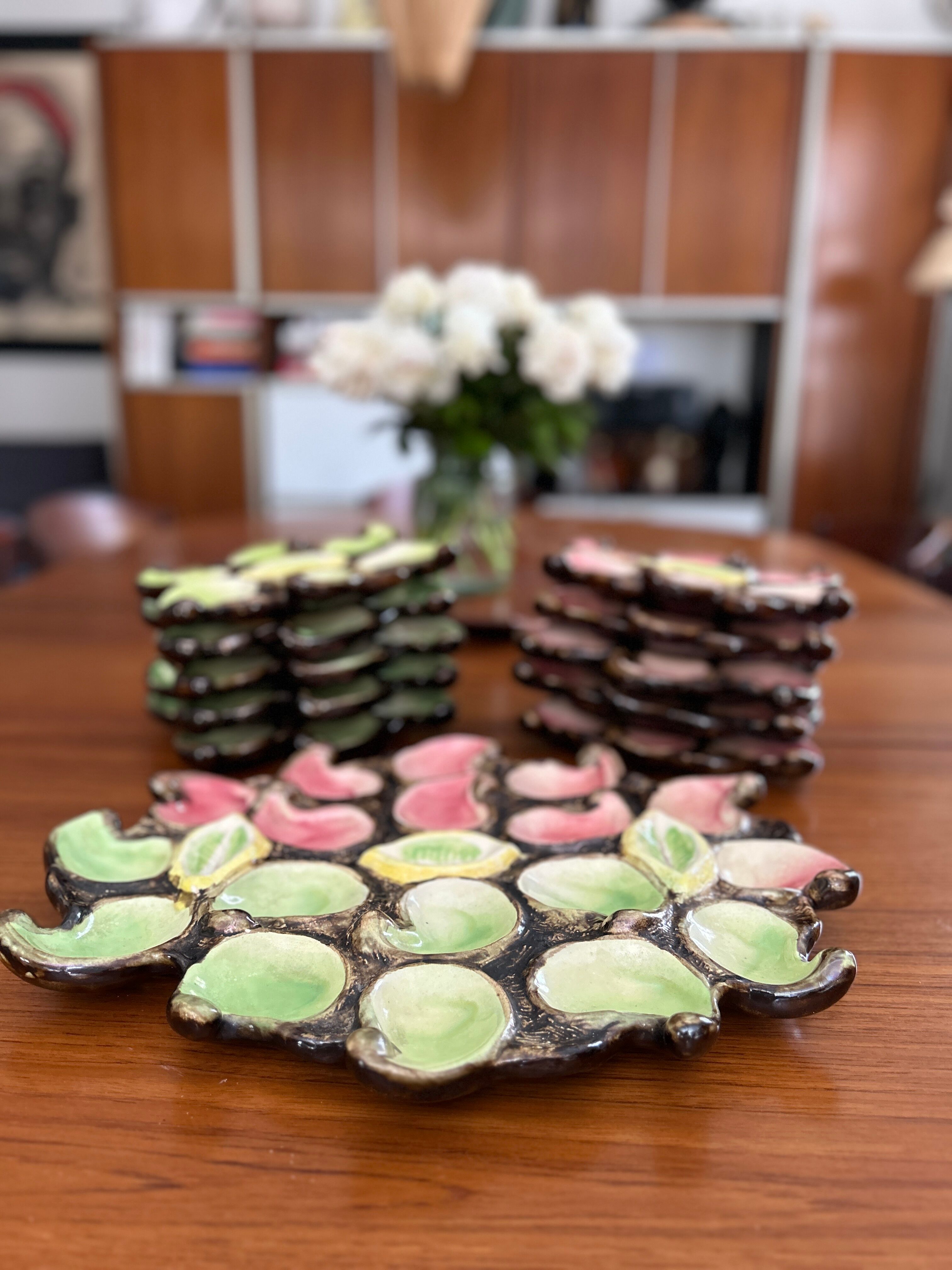 Vallauris majolica ceramic oyster set 1950