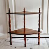 Rustic turned wood corner shelf