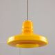 Mid-Century Italian Yellow Glass and Brass Pendant Lamp