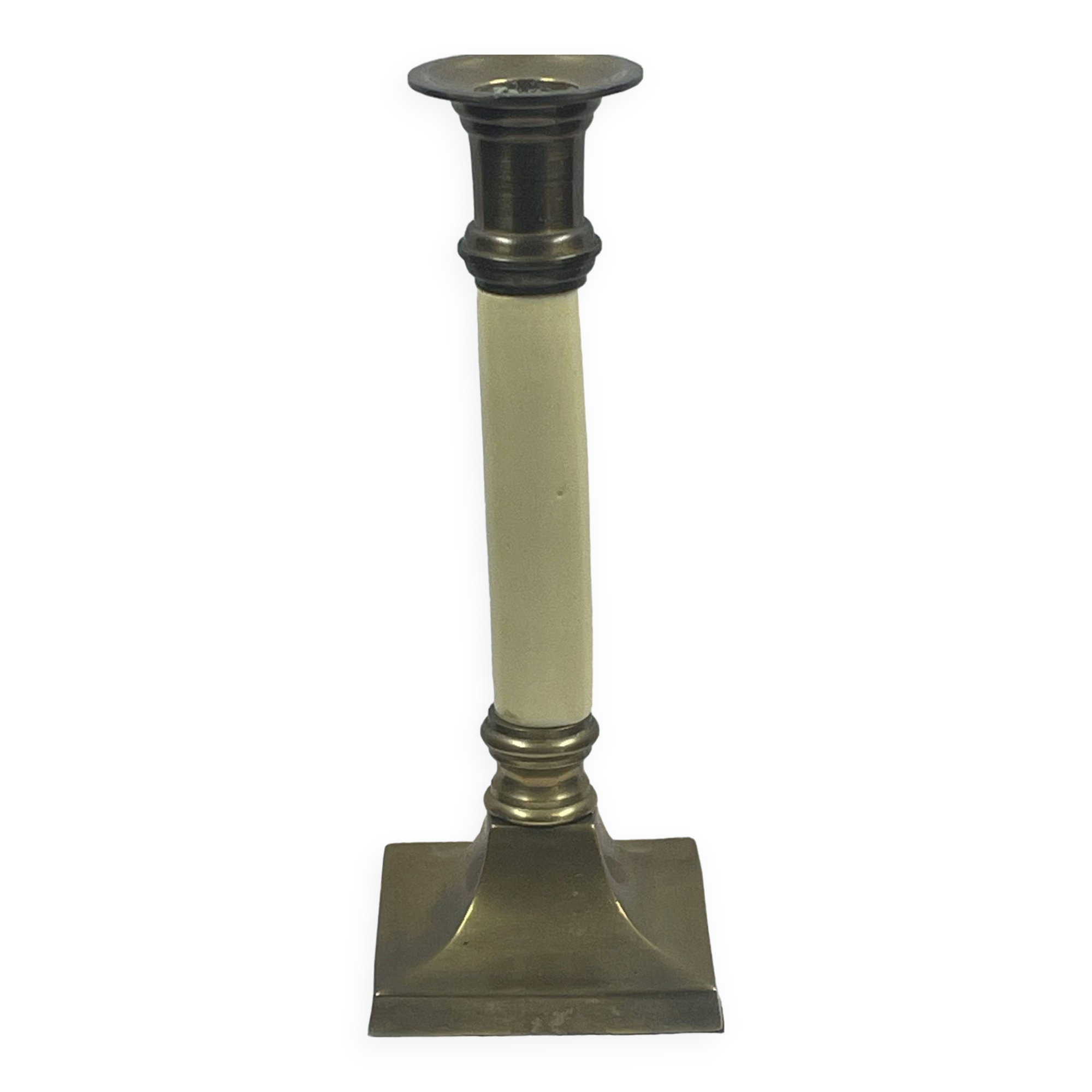 Bougeoir ancien en laiton dore 20 cm