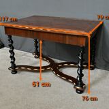 Desk table in precious wood marquetry, Napoleon III period – mid-19th century