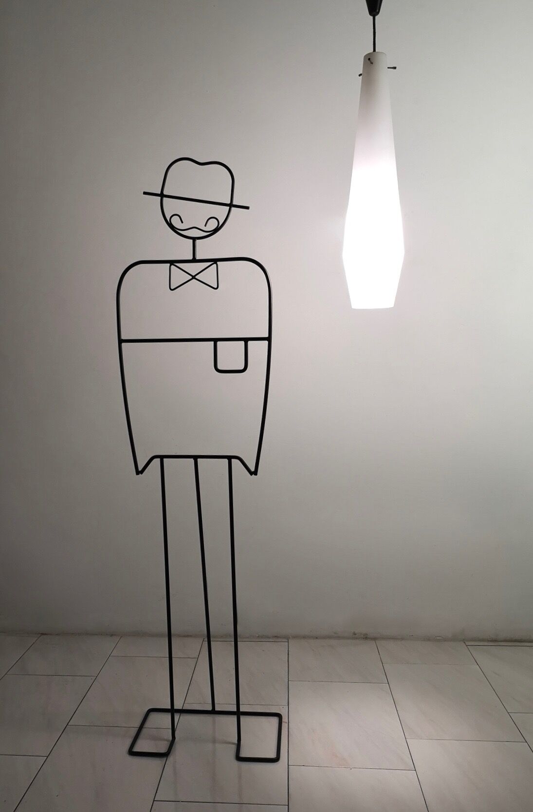 Vintage encased glass and brass pendant by Stilnovo, Italy