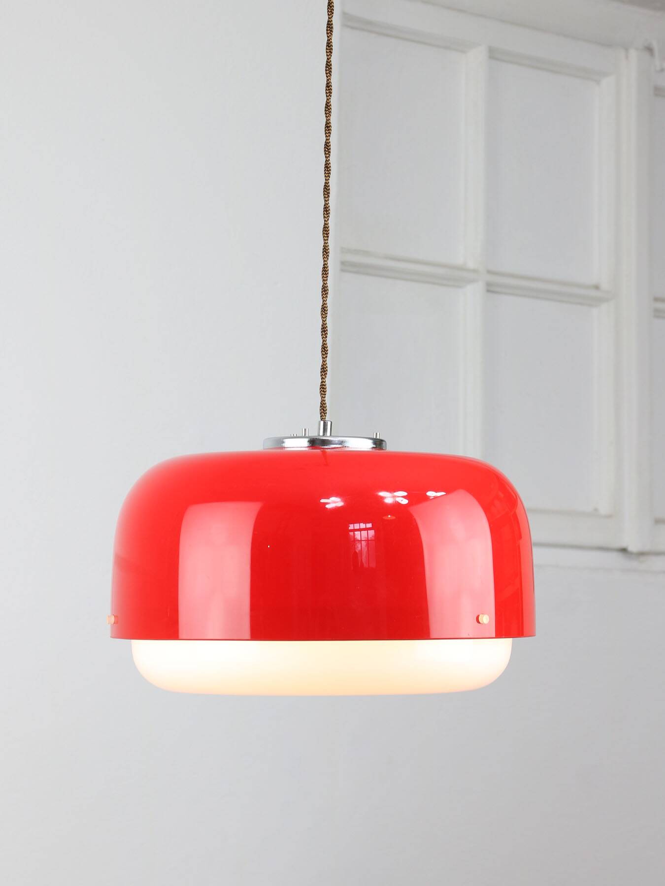 Space-age Red Medusa Pendant Lamp by Luigi Massoni for Guzzini, 1970s