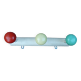 Wall coat rack with 3 hooks in different colors from the 1950s