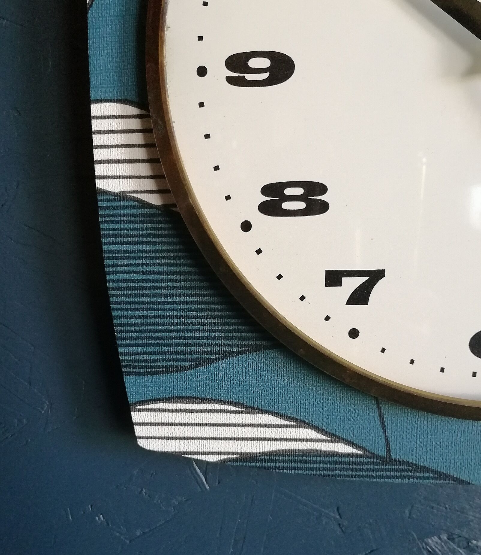 Vintage clock square silent wall clock "Romatic blue white ochre"