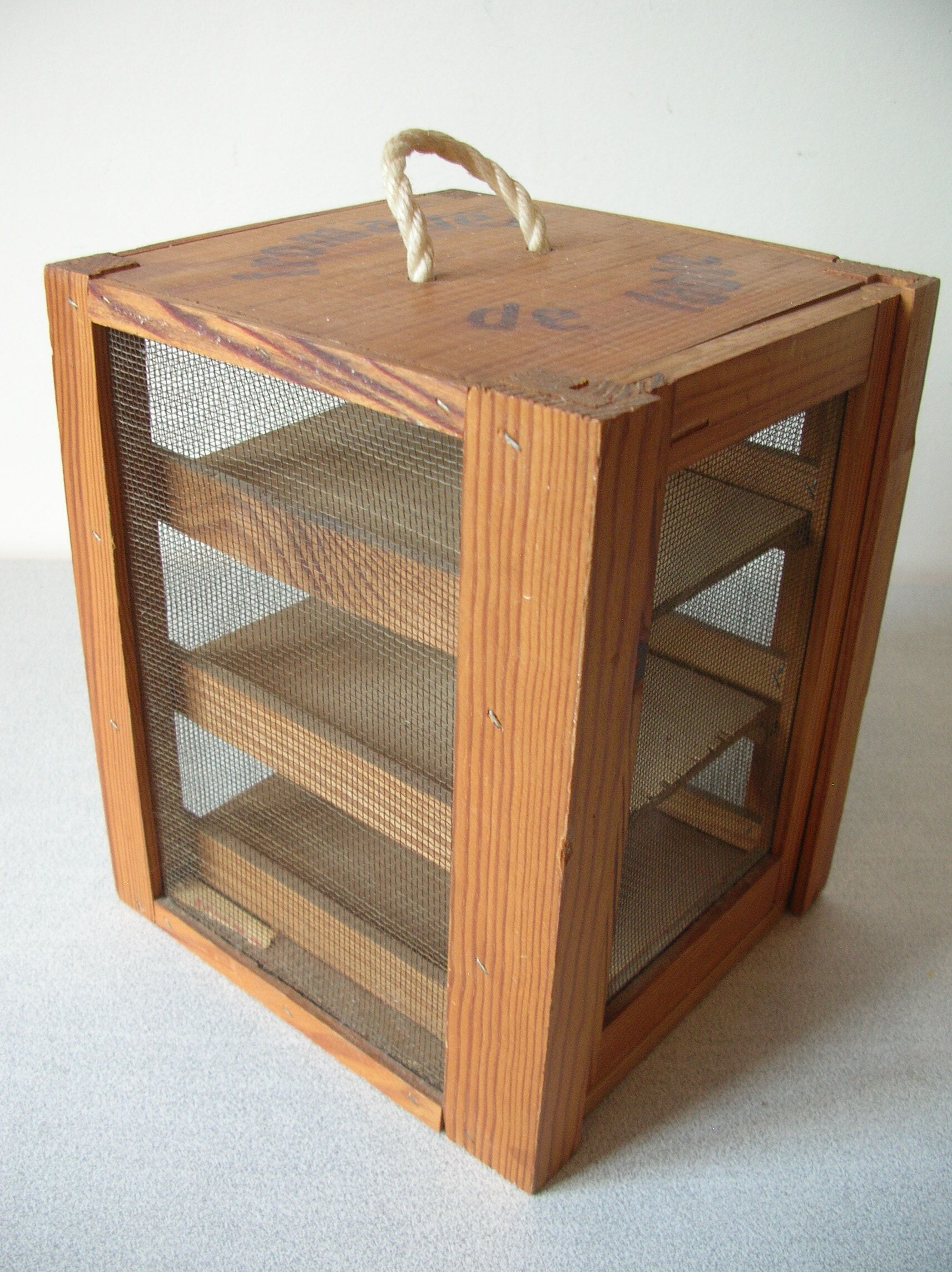 Cheese cellar of wooden table and grill decoration kitchen Normandy countryside