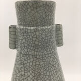 Vase gris forme HU céramique craquelée Chine