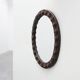 Spanish Brutalist Oval Mirror in Hand-Carved Wood with Brass Studs