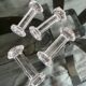 Set of 4 old glass knife holders