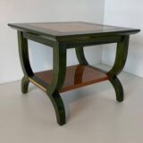 Unique Italian Green Aniline and Maple Coffee Table