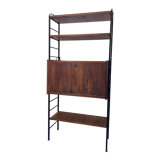 Ladderax, scandinavian desk bookcase in teak and black iron