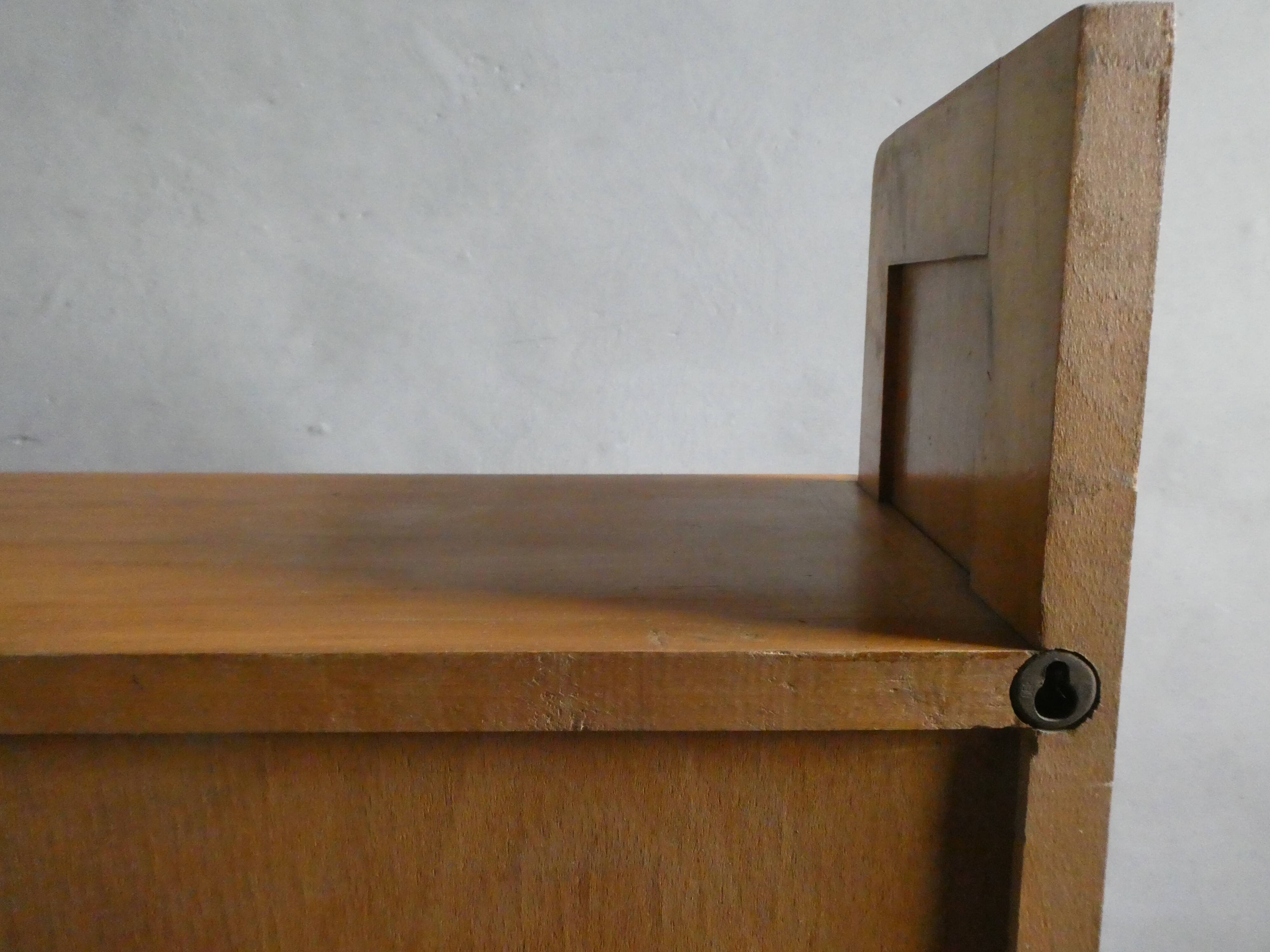 Light wood wall-mounted secretary from the 60s