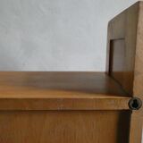 Light wood wall-mounted secretary from the 60s