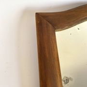 Miroir glace ancienne, bois chapeau de gendarme