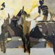 Mid-Century Modern Swedish "Altea" Vintage Abstract Figurative Oil Painting, Framed