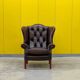 Traditional English Wingback Chesterfield Leather Armchair