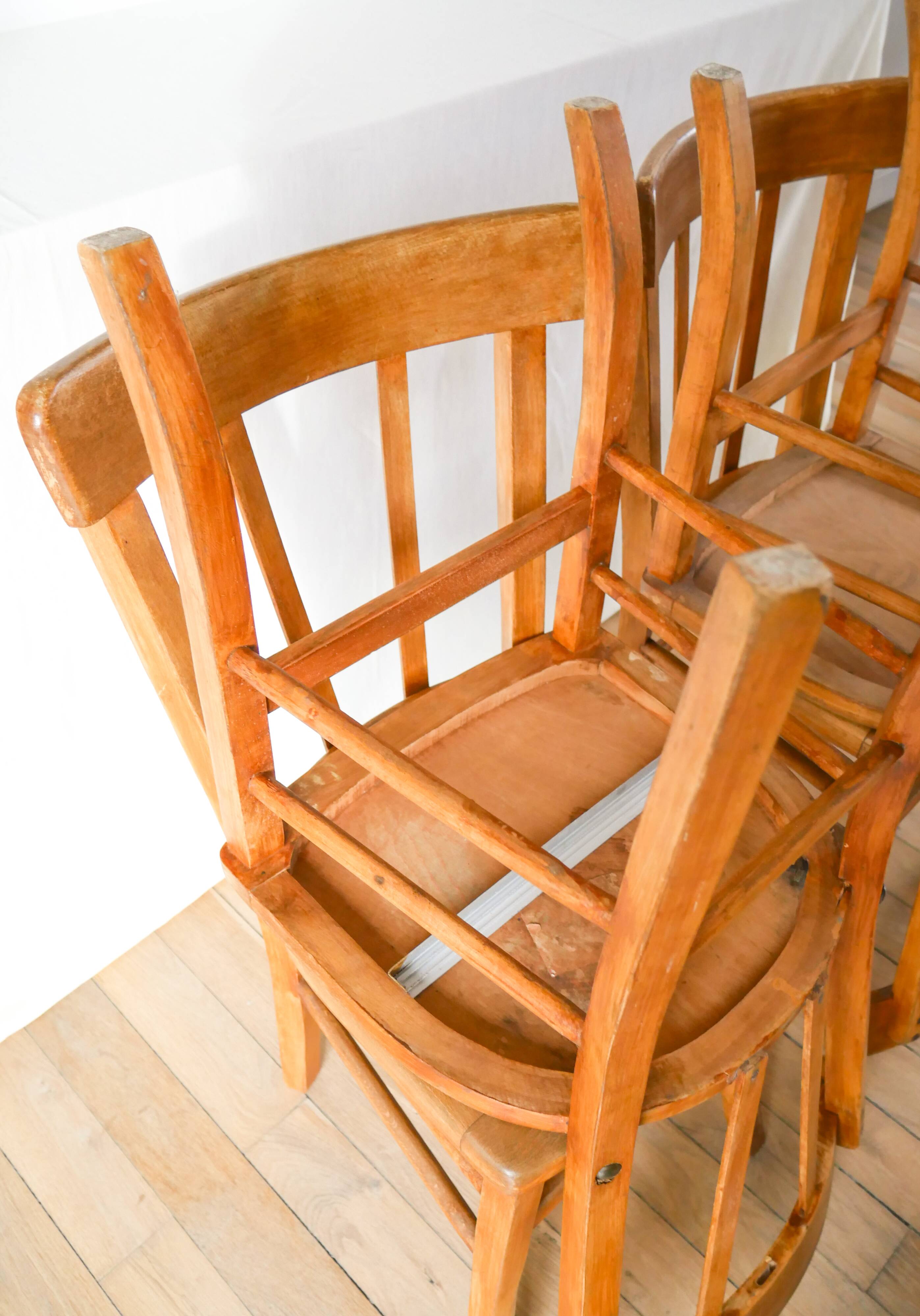 Set of 4 bentwood bistro chairs signed luterma 1950