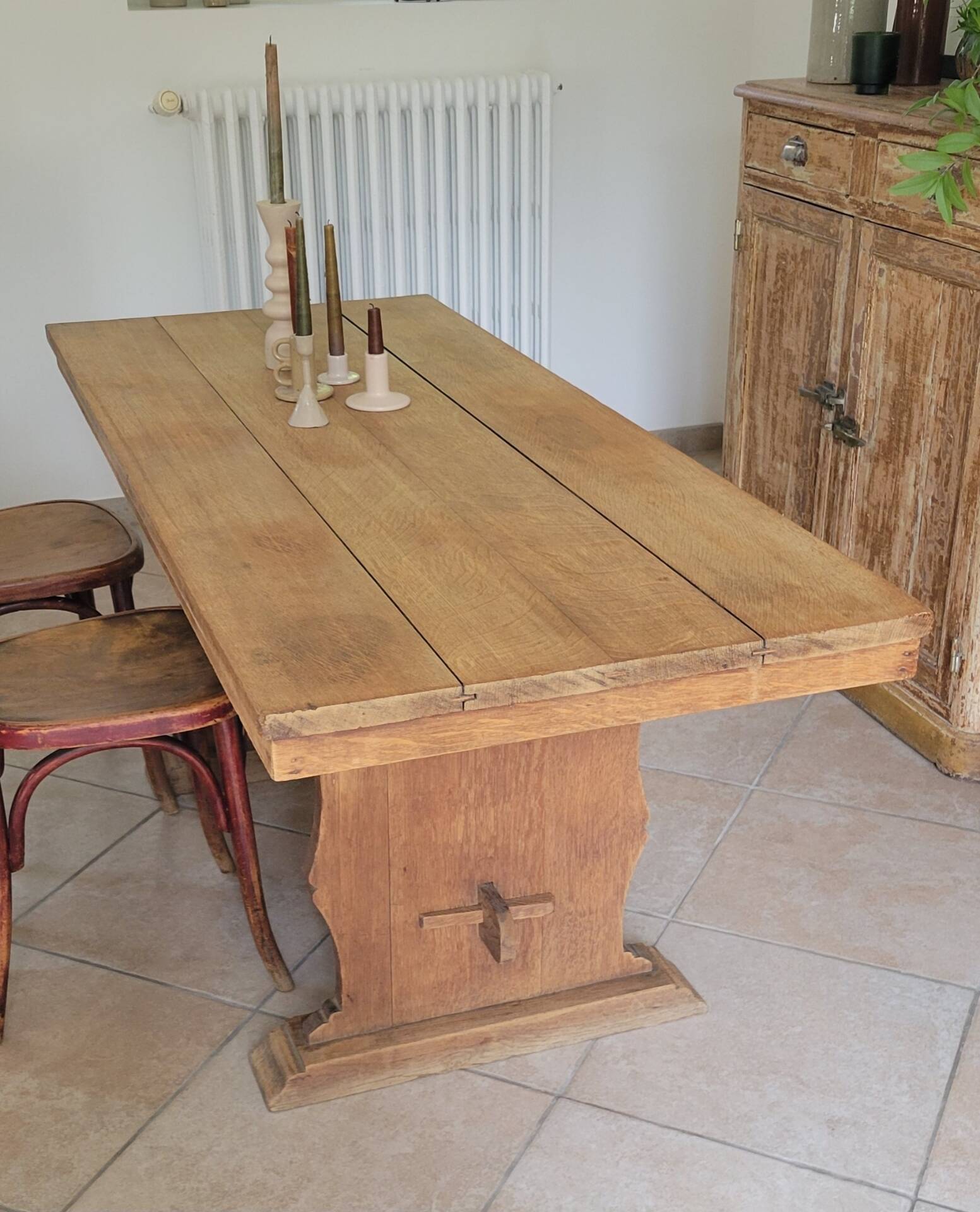 Monastery dining table, farmhouse, solid oak, antique vintage.