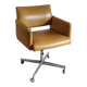 Modernist office armchair in yellow faux leather - 1950s