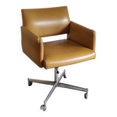 Fauteuil de bureau moderniste similicuir jaune - années 50