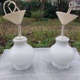 Duo white opaline pendant light