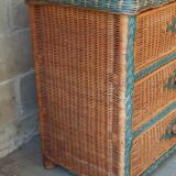 Two-tone rattan chest of drawers