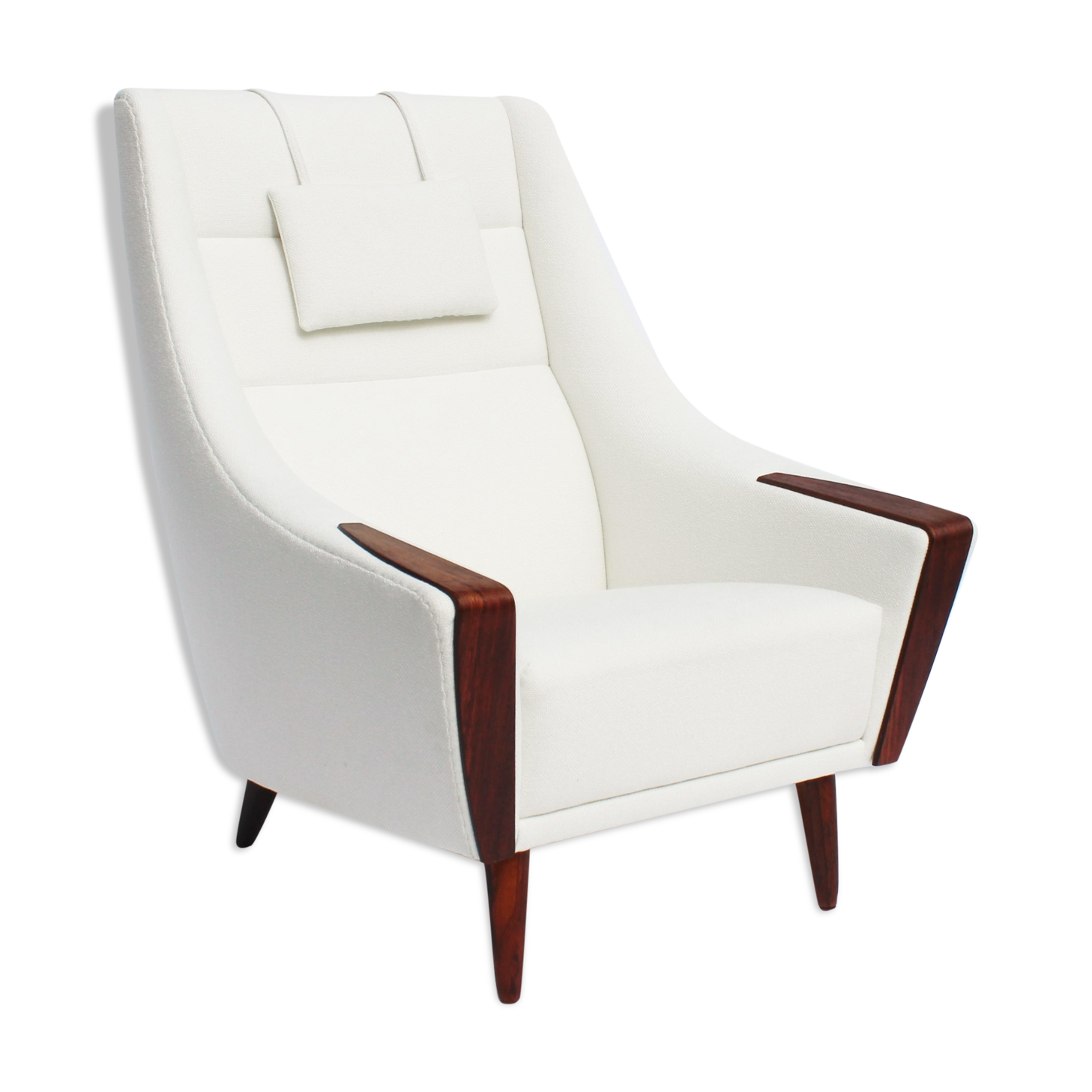 Fauteuil en tissu blanc de conception danoise, années 1960