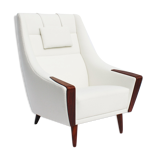 Fauteuil en tissu blanc de conception danoise, années 1960