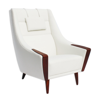 Fauteuil en tissu blanc de conception danoise, années 1960